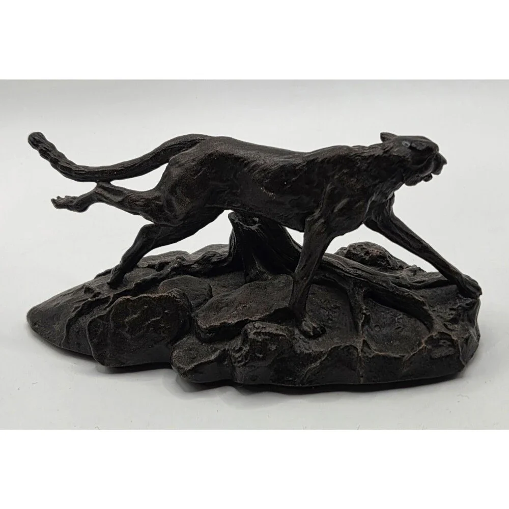 Vintage 1976 Franklin Mint Solid Bronze Cheetah Figure Polland